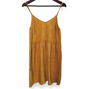 RVCA Sundress Yellow Medium Strappy Babydoll Mini Gold Pattern Empire Waist